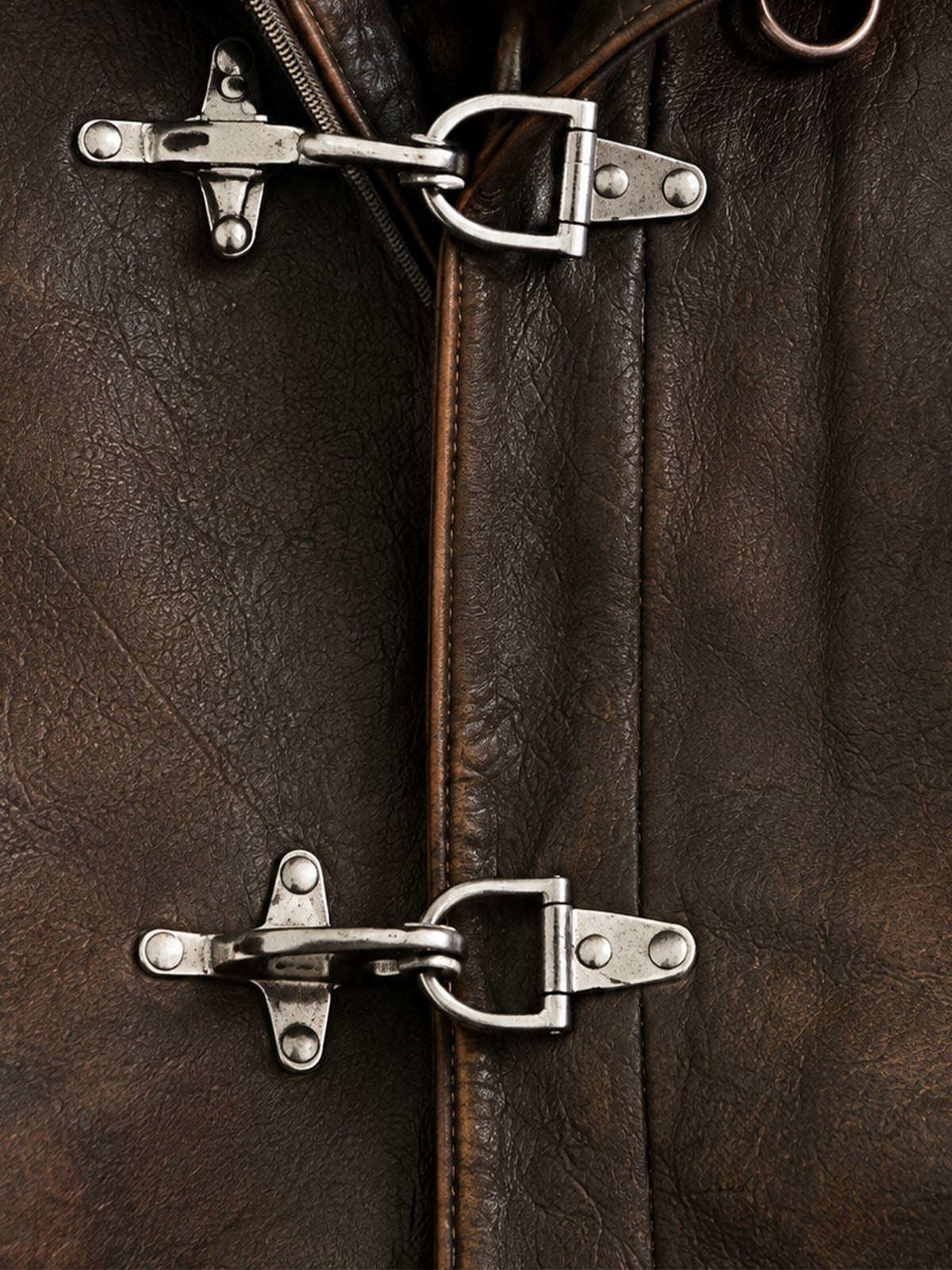 Faux-Shearling Collar Buckle Aviator Jacket