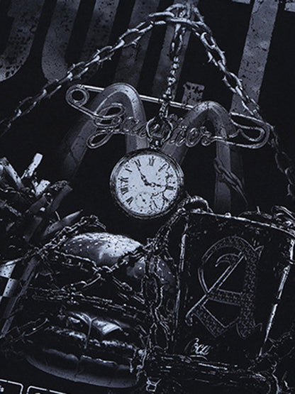 Vintage Chain Watch Print T-shirt 