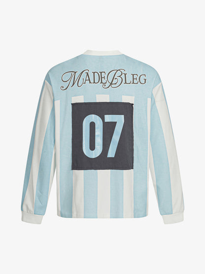 Striped Long Sleeve Jersey with Bold Number Design for Sports Enthusiasts 
