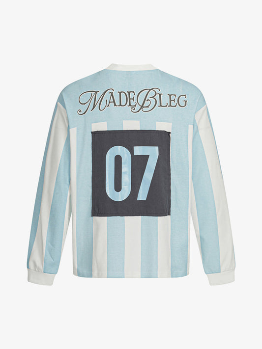 Striped Long Sleeve Jersey with Bold Number Design for Sports Enthusiasts 