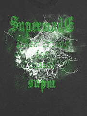 Gothic Skull Spiderweb Graphic T-Shirt 
