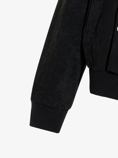 Vintage Stand Collar Metal Button-Structured Bomber Jacket