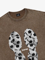 Soccer Ball Footprint Graphic T-Shirt 