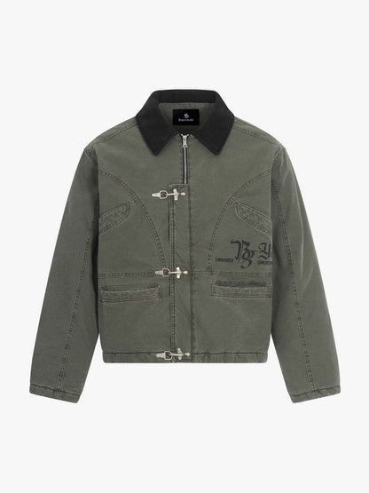 Fireman Clasp Washed Denim Knight Crest Jacket