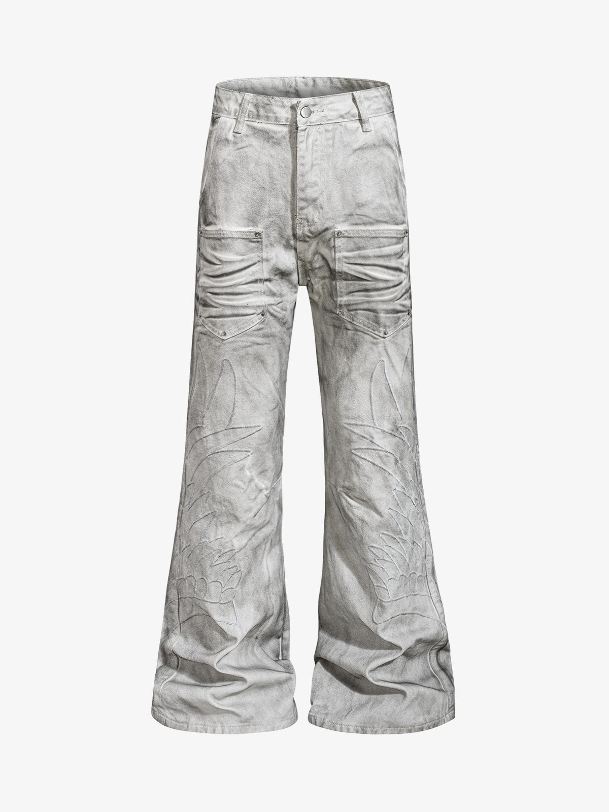 Heavy-duty Waxed Flared Jeans