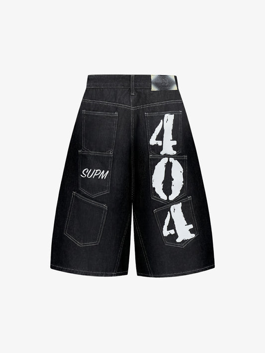 Multi-Pocket Raw Edge Jorts 3/4 Length Wide