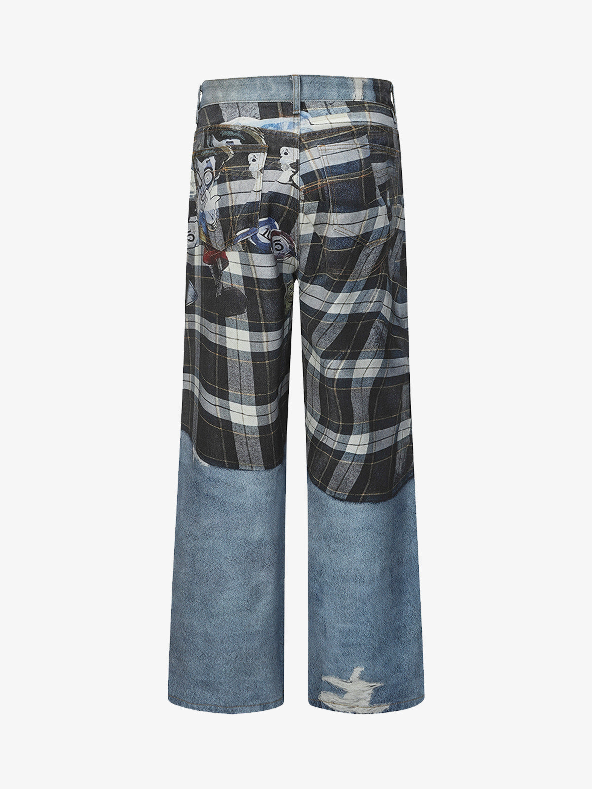 Street Plaid 3D Print Straight Leg Jeans 