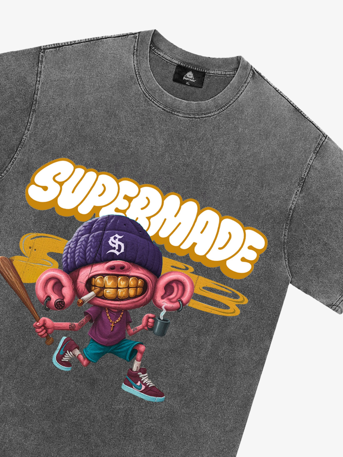 Thesupermade Cartoon Graffiti Baseball Cool Boy T-shirt 