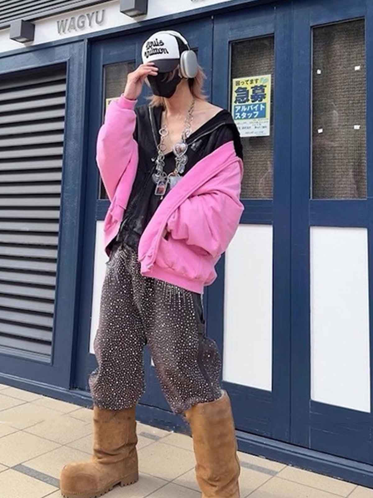 Studded Denim Cargo Shorts for Men with Rhinestone Embellishment, Fashionable Streetwear Style, Distressed Hem Design 