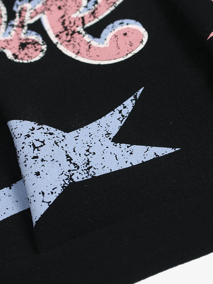 Retro Graphic Fleece-Lined Baggy Sweatpants 