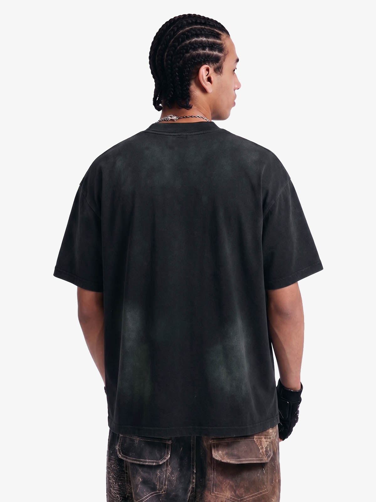 Washed Vintage Sticker Print T-Shirt 