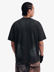 Washed Vintage Sticker Print T-Shirt 