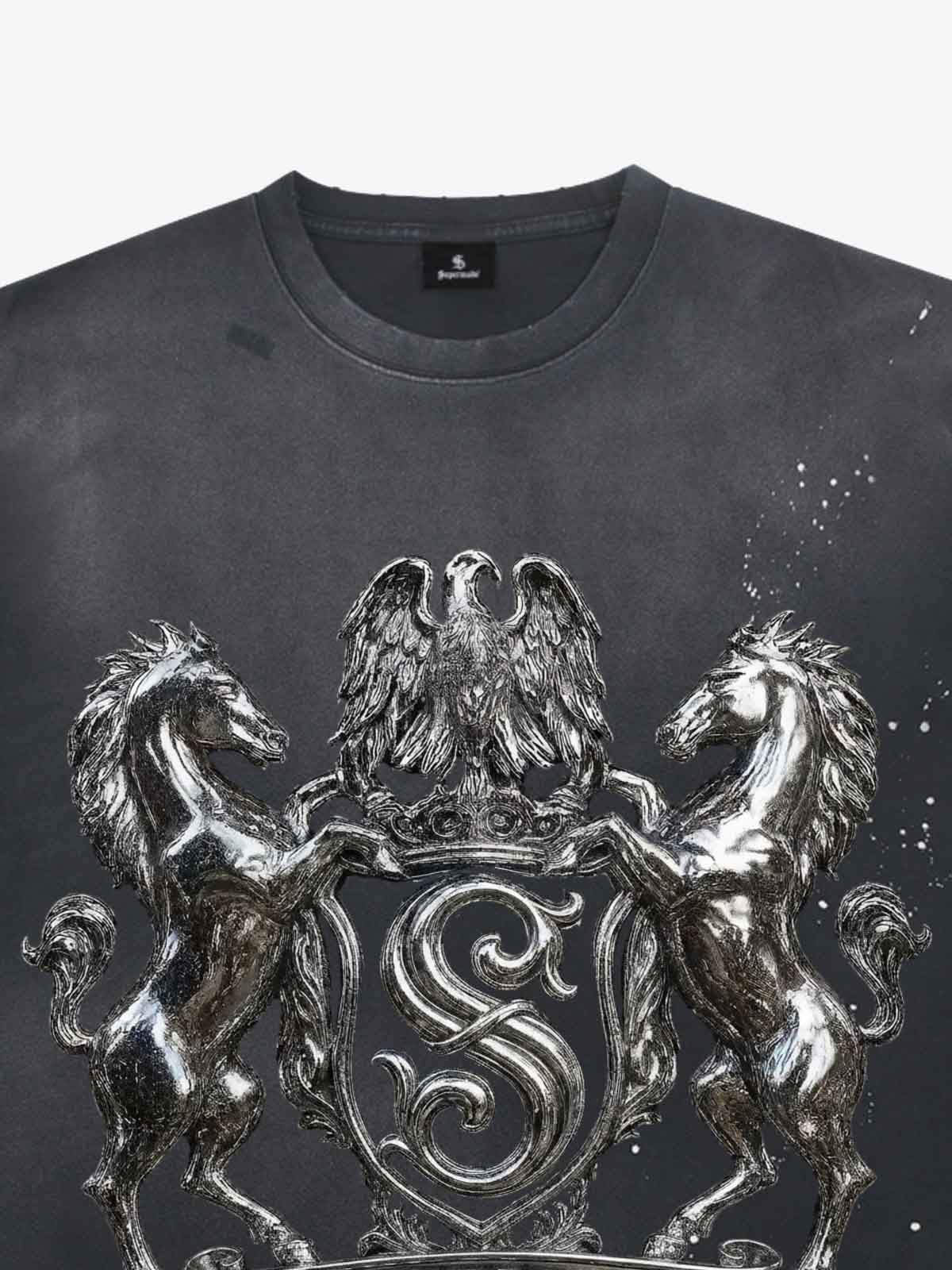 Metal Embossed Ink-Splatter Distressed Tee