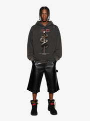 Vintage Washed Snake Staff Graphic Hoodie 