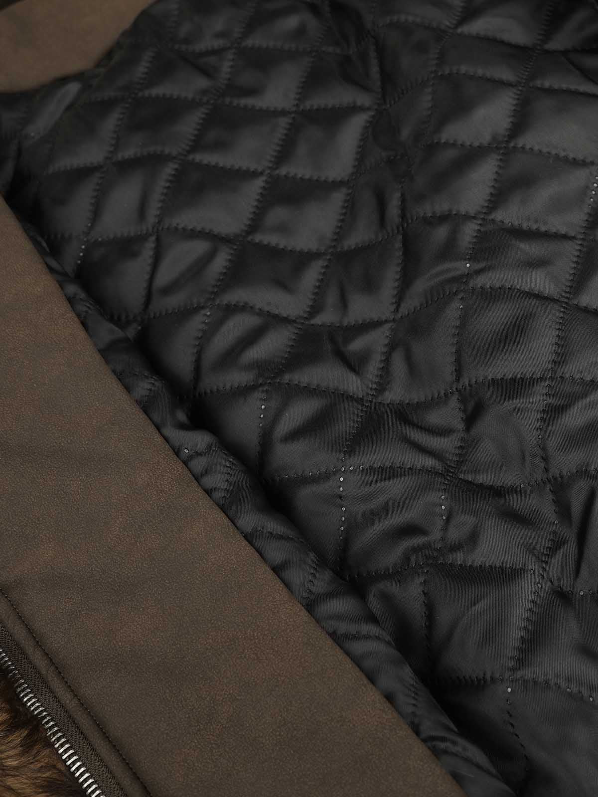 Mountain-Panel Faux-Fur Collar Fleece-Lined Padded Coat