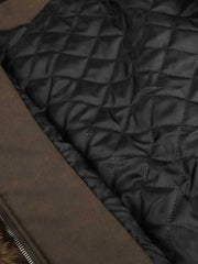 Mountain-Panel Faux-Fur Collar Fleece-Lined Padded Coat