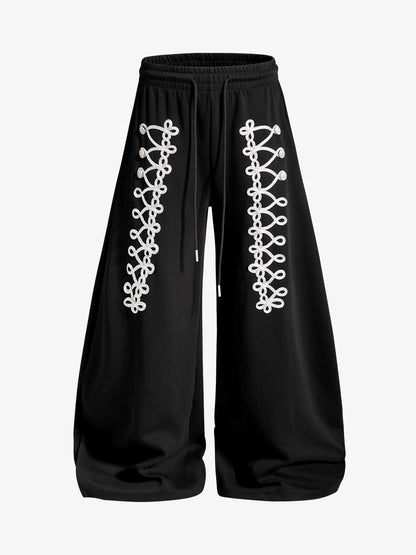 Napoleon Cord Embroidery Baggy Sweatpants