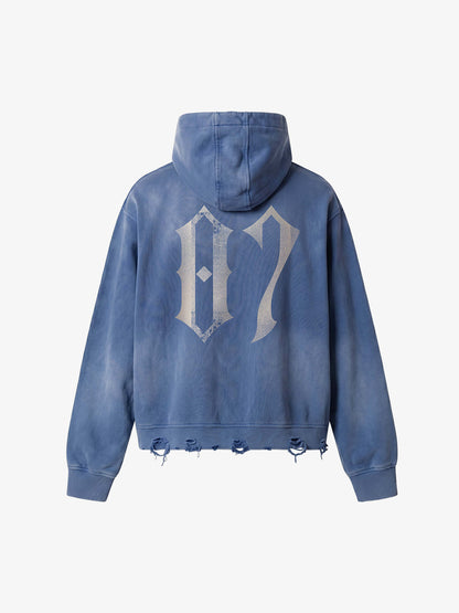 Distressed Oversized Hoodie with Vintage Graphic Print