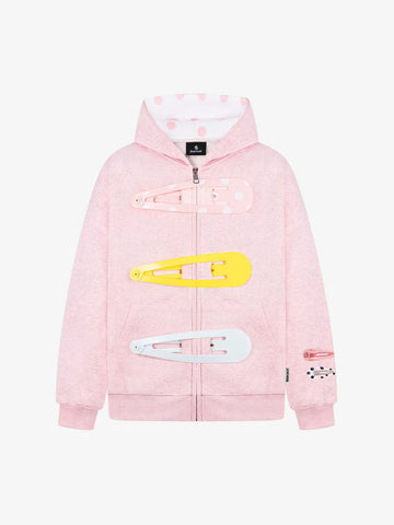 Detachable Hair Clip Decoration Zip Up Hoodie