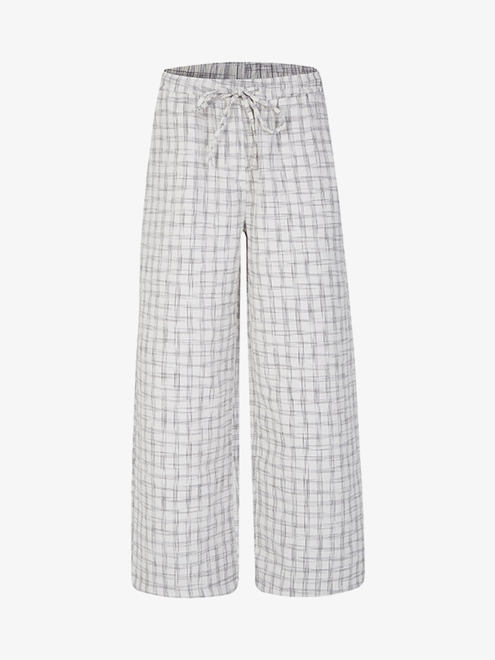 Pleated Plaid Drawstring Pants