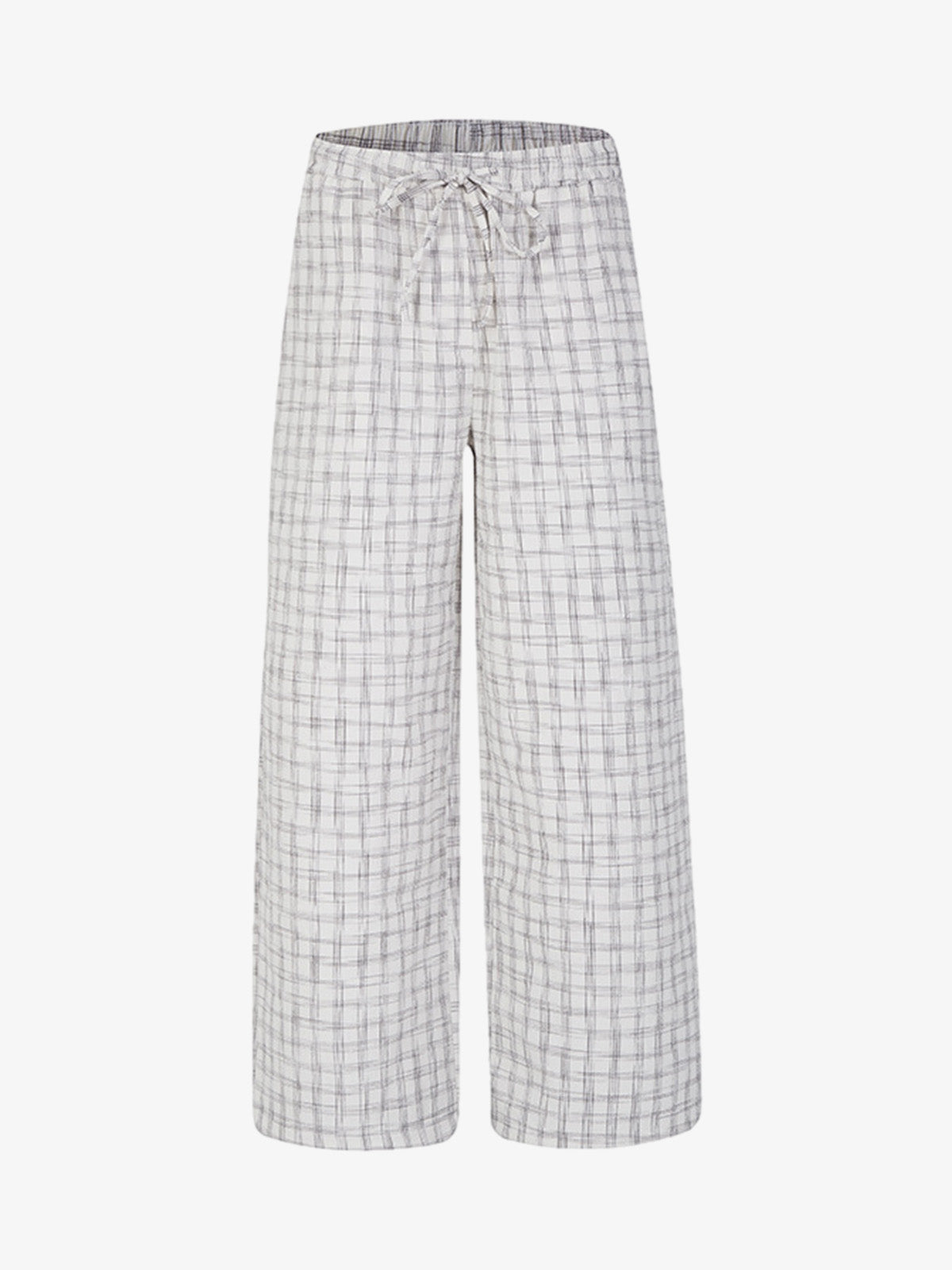 Pleated Plaid Drawstring Pants