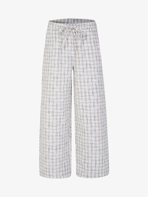 Pleated Plaid Drawstring Pants