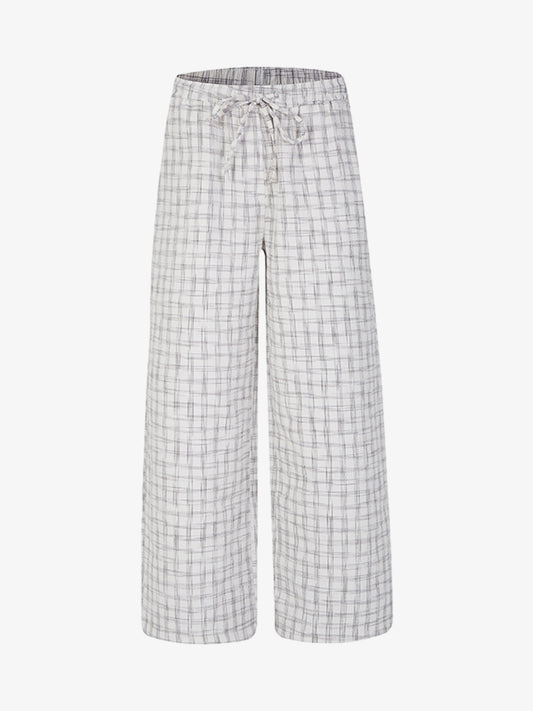 Pleated Plaid Drawstring Pants
