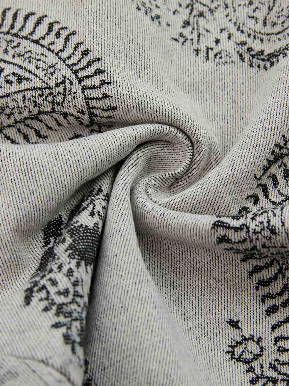 Linen Printed Wide-Leg Pants with Paisley Pattern High-Waisted Comfortable Trousers for Women 