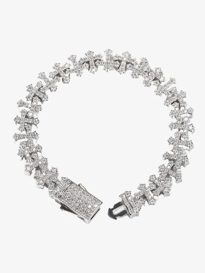 Cross Link Iced Bracelet 