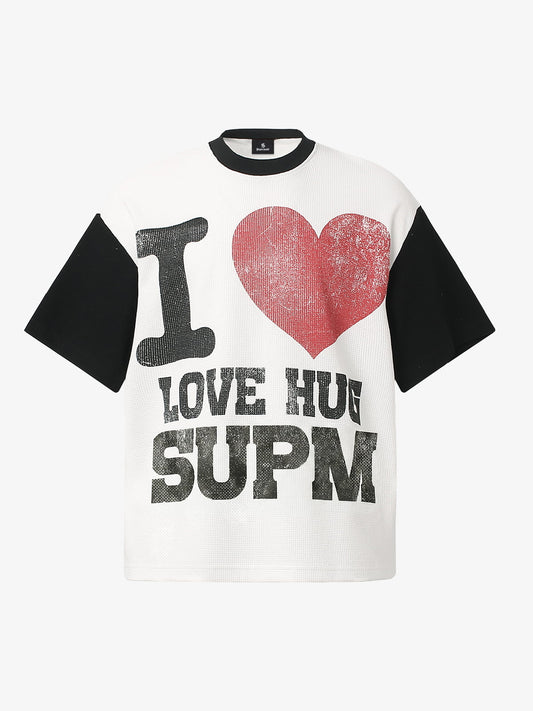 Cotton Blend Drip Print Oversized T-Shirt with Distressed Details 