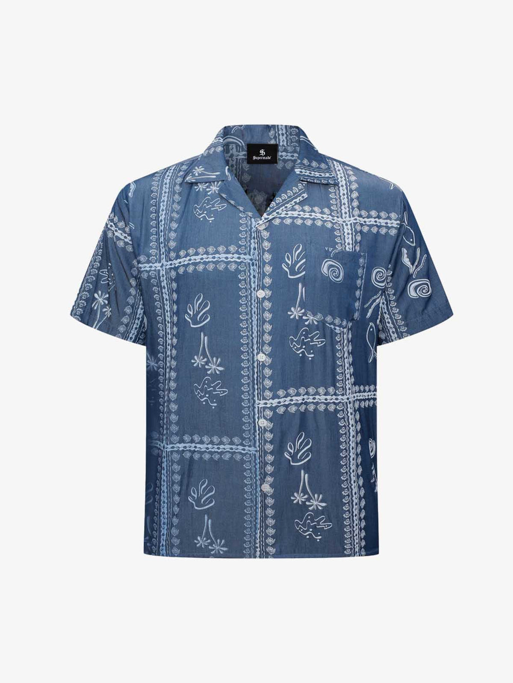 Blue Paisley Camp Collar Boxy Shirt 
