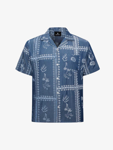 Blue Paisley Camp Collar Boxy Shirt 