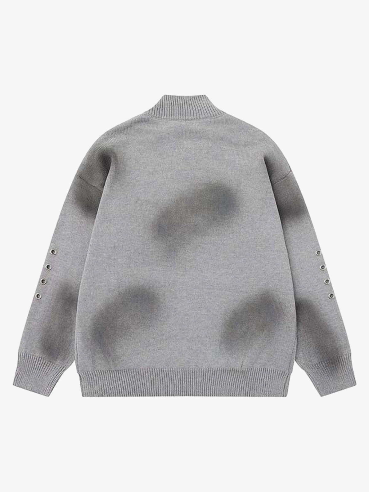 86 Graphic Eyelet Zip Knit Cardigan