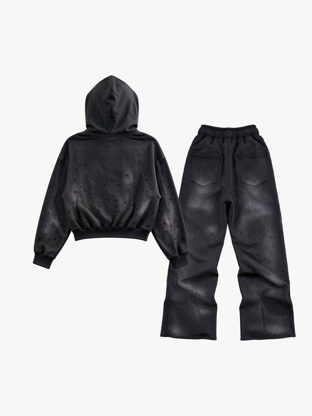 フォトコラージュグラフィック ジップアップフーディー＆ワイドレッグスウェットパンツセット