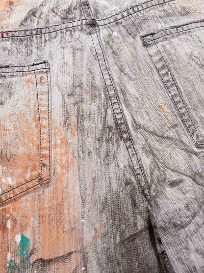 Abstrac Paint-Splattered Panel Jeans 