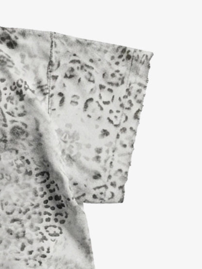 Vintage Distressed Irregular Leopard Print T-Shirt 