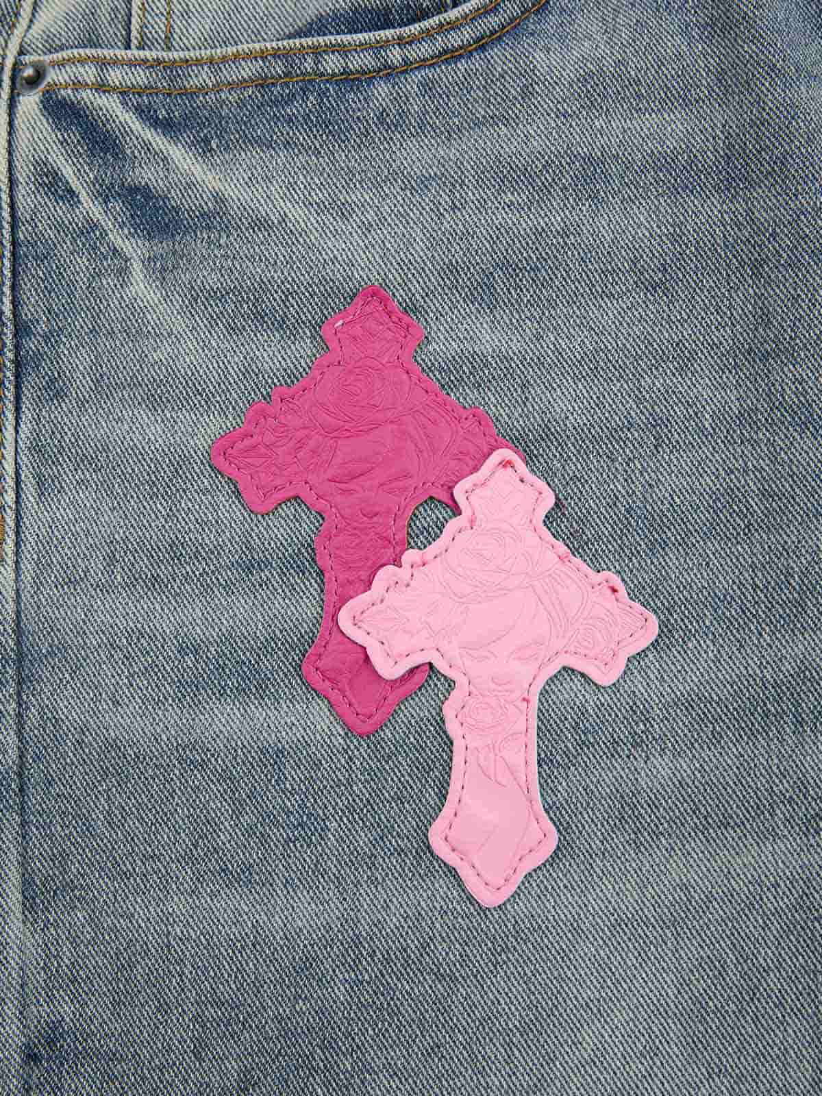 Supermade Retro Distressed Print Heavyweight Canvas Baggy Pants 