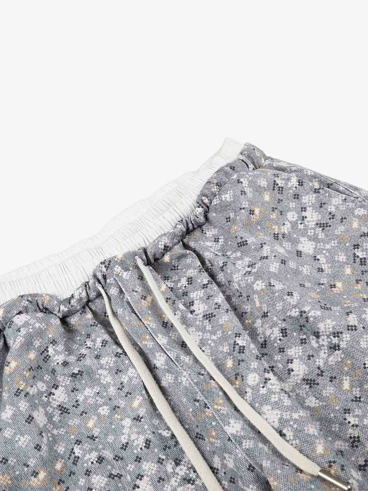Floral Graphic Drawstring Wide-Leg Pants