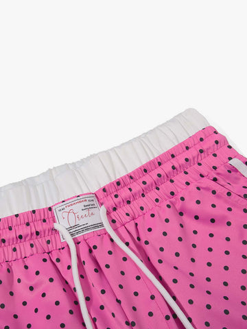 Retro Polka Dot Side Stripe Drawstring Baggy Pants 