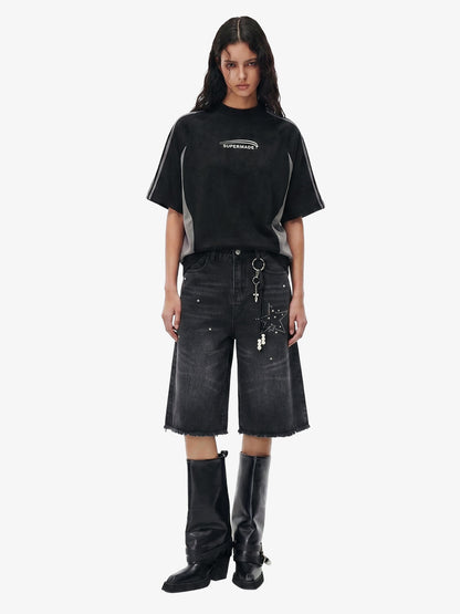 Raw Hem Star Rhinestone Jorts