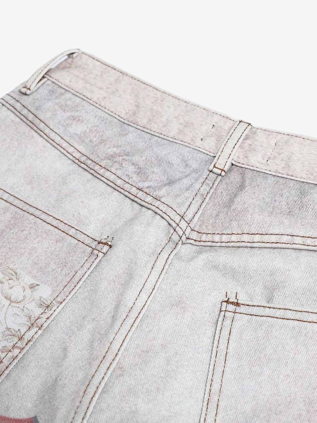 Cotton Patchwork Wide Leg Pants with Equestrian Print and Plaid Details 