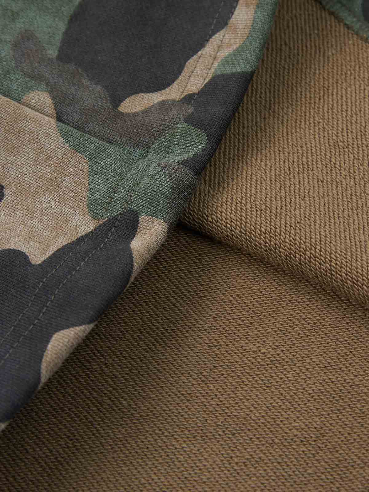 Supermade Camouflage Patchwork Faux Two-Piece Hooded Top 