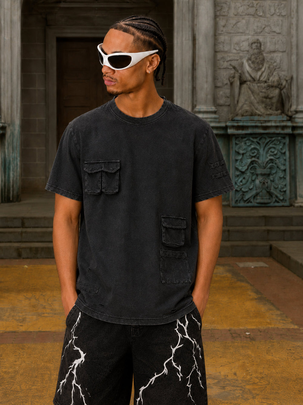 3D-Taschen-Militär-T-Shirt