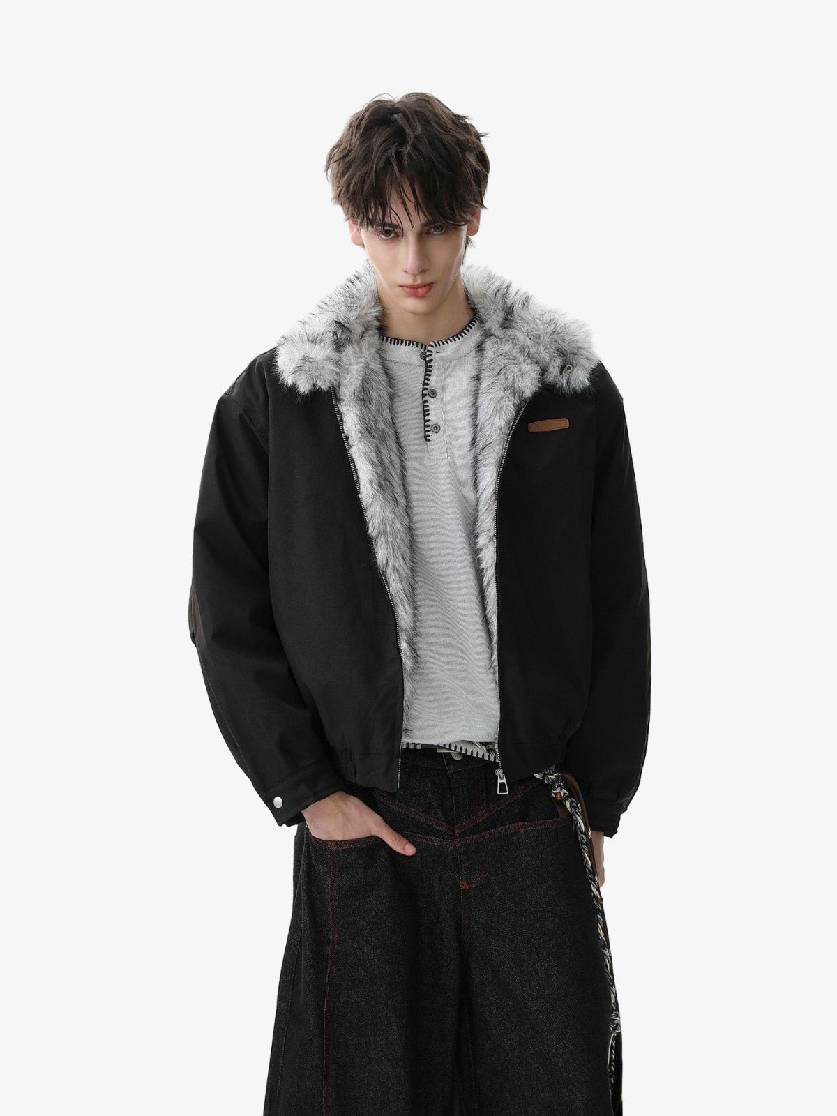 Stylish Winter Bomber Jacket with Faux Fur Collar - Perfect for Cold Weather 