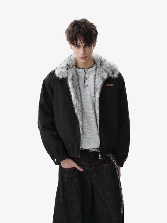 Stylish Winter Bomber Jacket with Faux Fur Collar - Perfect for Cold Weather 