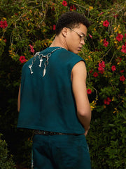 Stylish Gray Vest with Reflective Details 