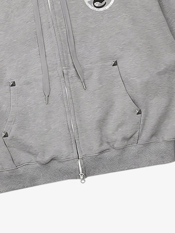 "Goodbye World" Earth Print Studded Hoodie