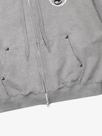 "Goodbye World" Earth Print Studded Hoodie