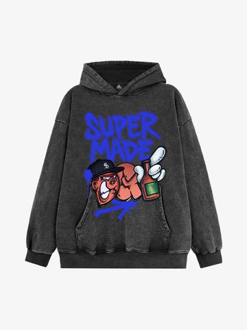 Original Contrast Color Letter Graphic Hoodie 