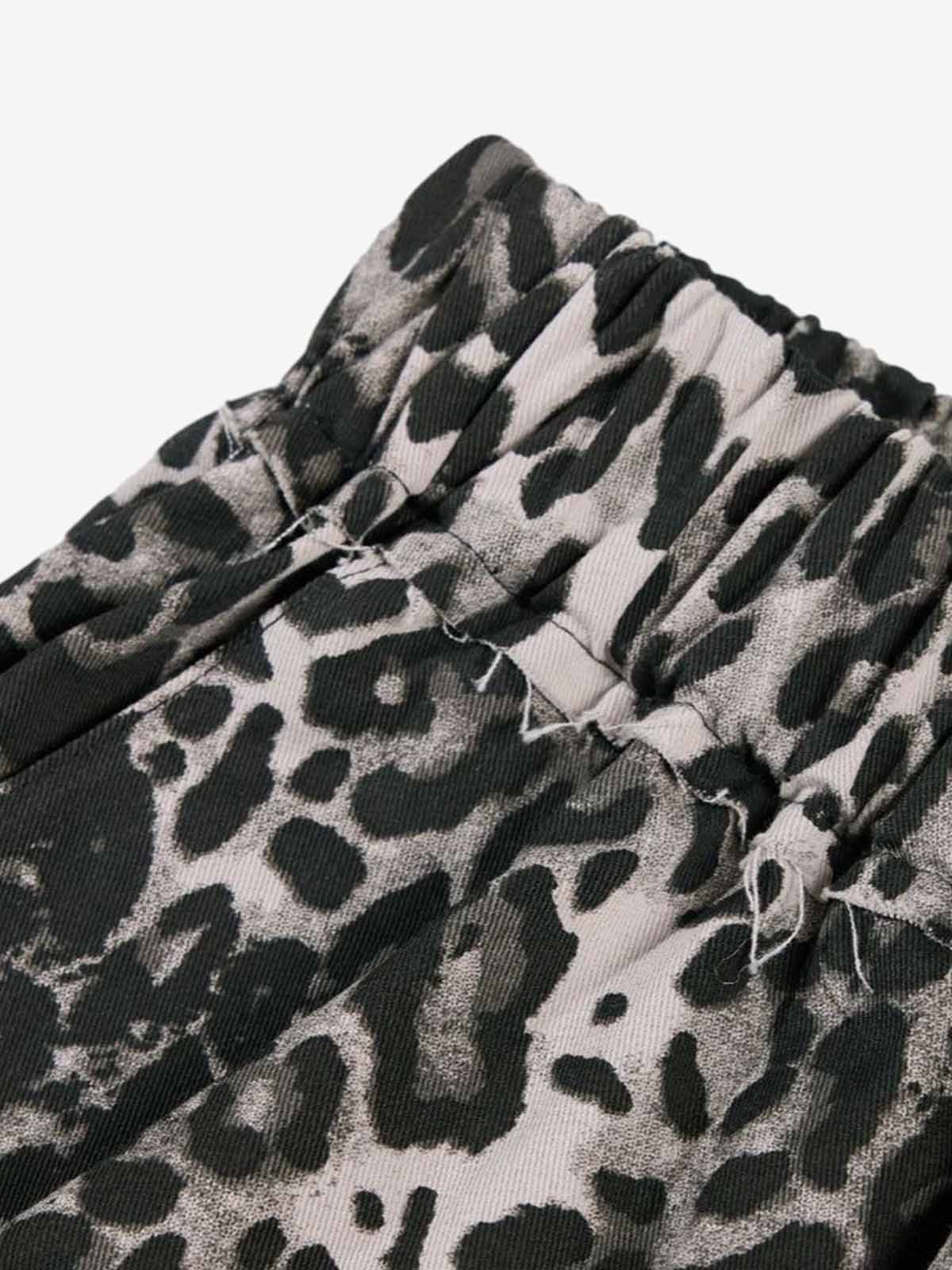 Stylish Leopard Print Wide-Leg Pants with Unique Graphic Design 